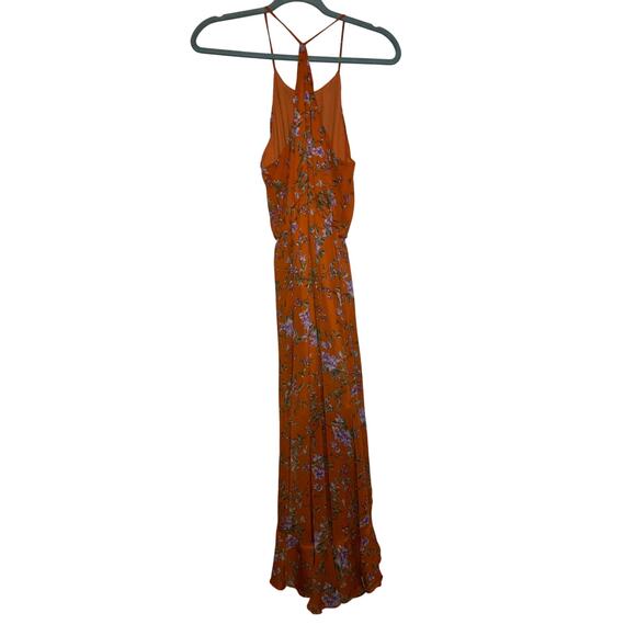 Lush Orange Boho Floral Maxi Summer Dress Size Small - Picture 2 of 6